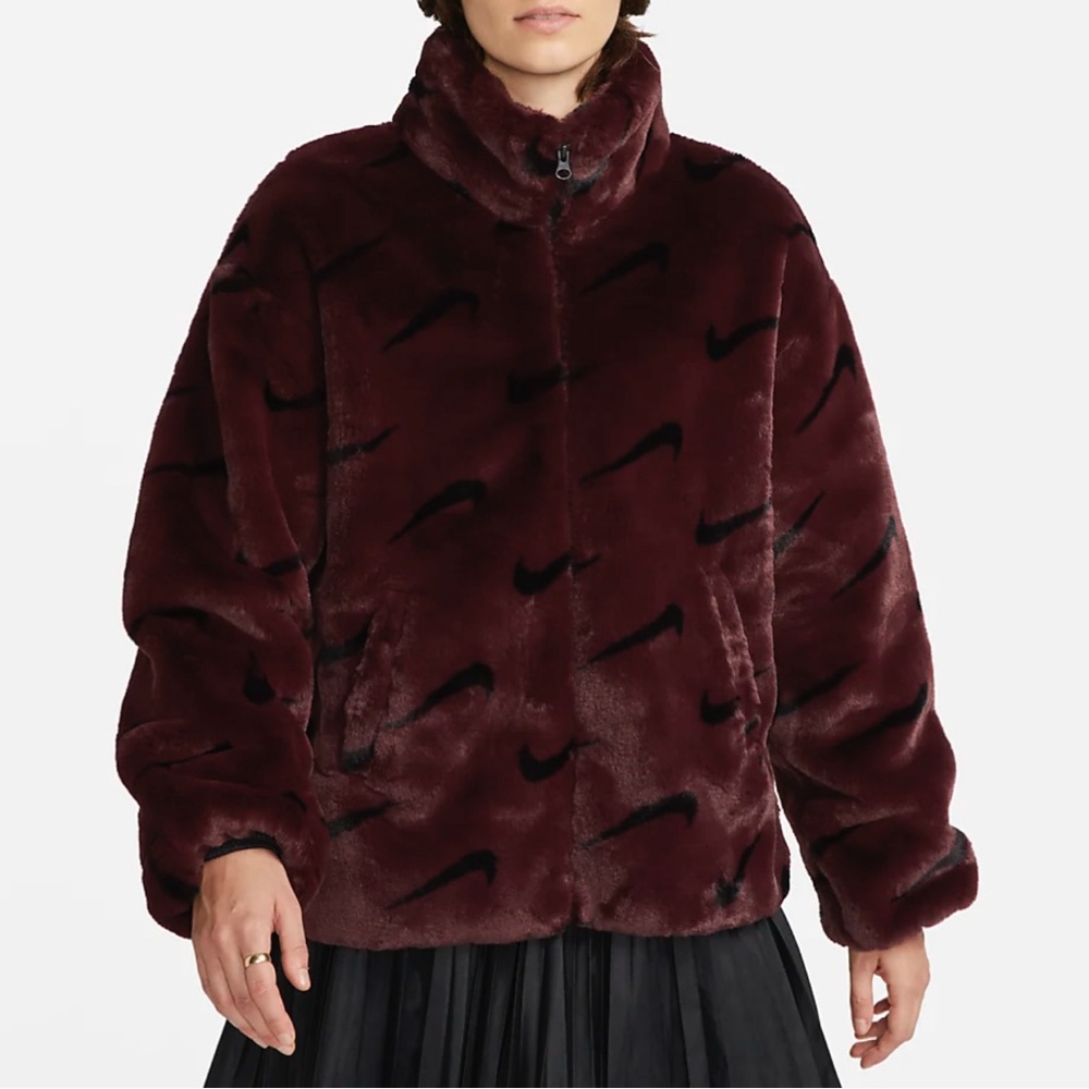 Brand New Nike Women's Faux Fur Swoosh Jacket
